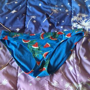 Old Navy Watermelon Print Bikini Bottom Stretch Lined Blue Green Red Women's M